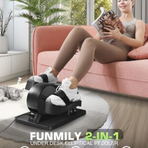 FUNMILY Under Desk Elliptical Machine, Large LCD Ellipse Leg Exerciser as Seen on TV, While Sitting for Seniors/Adults, 100% Pre-Assembled Exercise Equipment with Remote & Magnetic Storage