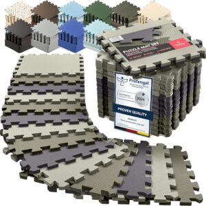 bemaxx Gym Mats Set – 18 pcs EVA Interlocking Foam Floor Tiles (12.6″x12.6″x0.4″) 18sqft Protective Gym Flooring Sports Home Workout Exercise Mats Puzzle Garage Fitness Play-Room Garage Pool Treadmill