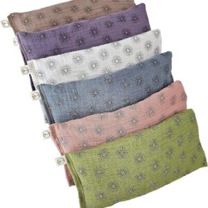 Unscented Eye Pillows (Pack of 6) Soft & Soothing Cotton Filled with Flax Seed Weighted for Yoga Meditation Headache Relief Sleep Massage – Variety of Color Stars