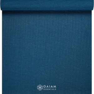 Gaiam Essentials Thick and Thin Yoga Mat Fitness & Exercise Mat with Easy-Cinch Carrier Strap