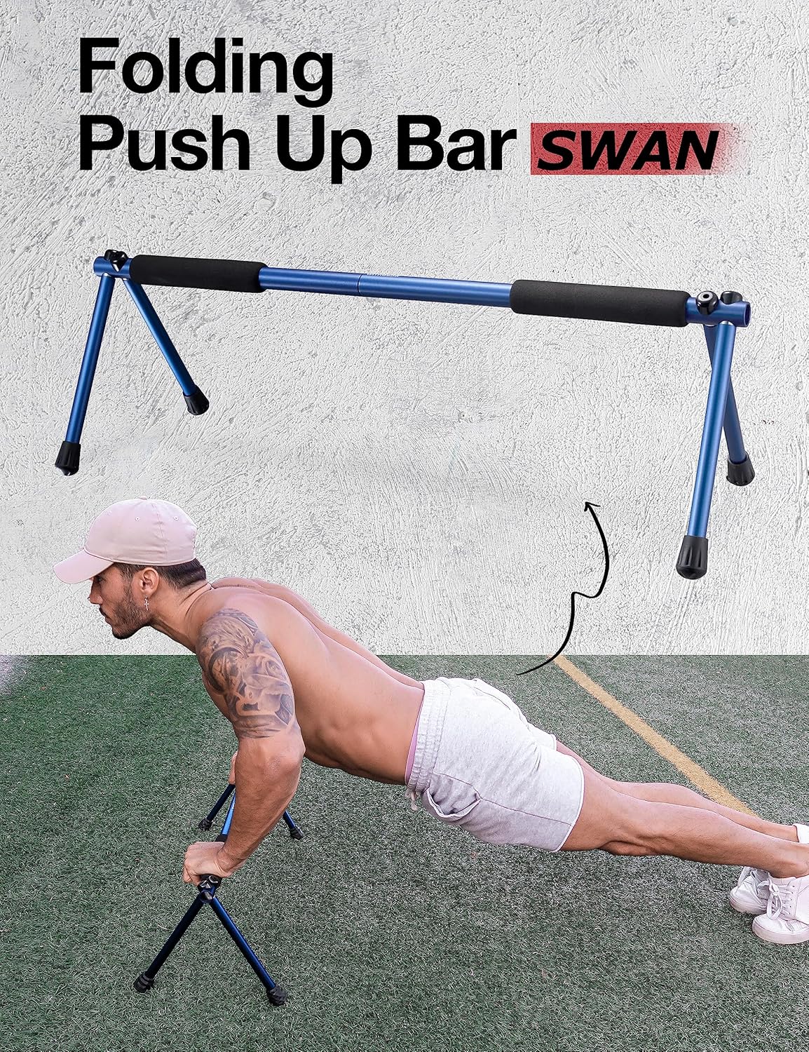Push Up Bar – Folding Dip Bar for Home Workout, Lightweight & Portable Strength Training Equipment for Men & Women, Indoor & Outdoor Use (Hawk) - Image 2