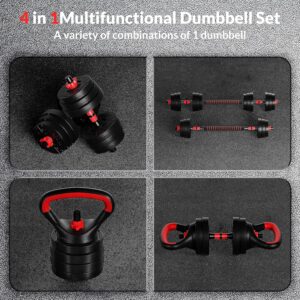 Multi-Functional Portable Changeable Dumbbell and Barbell Kettlebell Set With Adjustable Weights, 20/32/50/60LBS, Multiple Sizes