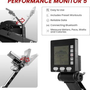 Fitvids Rowing Machine for Home, Professional Indoor Rowers, Wind Resistance Rowers with LCD Display, Adjustable Air Resistance, Comfortable Seat Cushion, Easy Storage