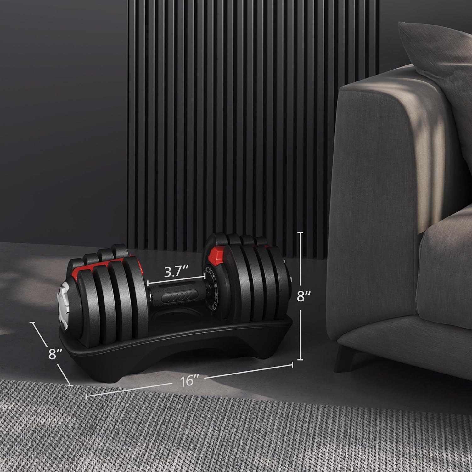 Yaheetech Adjustable Dumbbell Set 28/40/52.5/90LBS Adjustable Dumbbells Fast Adjust Dumbbell Weight Set with Anti-Slip Handle and Tray for Men/Women Home Gym Strength Training Equipment Single/Pair - Image 5