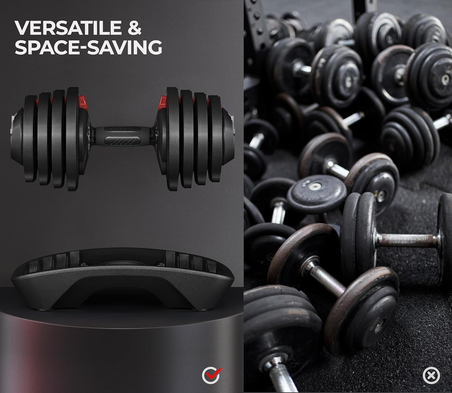 Yaheetech Adjustable Dumbbell Set 28/40/52.5/90LBS Adjustable Dumbbells Fast Adjust Dumbbell Weight Set with Anti-Slip Handle and Tray for Men/Women Home Gym Strength Training Equipment Single/Pair - Image 9