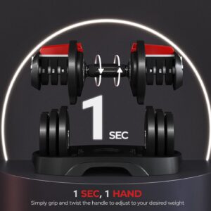Yaheetech Adjustable Dumbbell Set 28/40/52.5/90LBS Adjustable Dumbbells Fast Adjust Dumbbell Weight Set with Anti-Slip Handle and Tray for Men/Women Home Gym Strength Training Equipment Single/Pair
