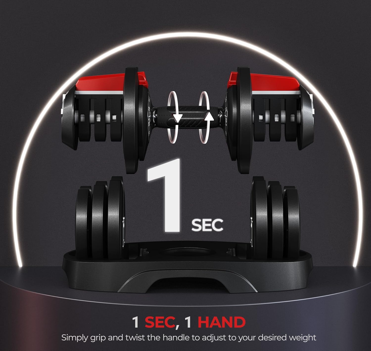 Yaheetech Adjustable Dumbbell Set 28/40/52.5/90LBS Adjustable Dumbbells Fast Adjust Dumbbell Weight Set with Anti-Slip Handle and Tray for Men/Women Home Gym Strength Training Equipment Single/Pair - Image 2
