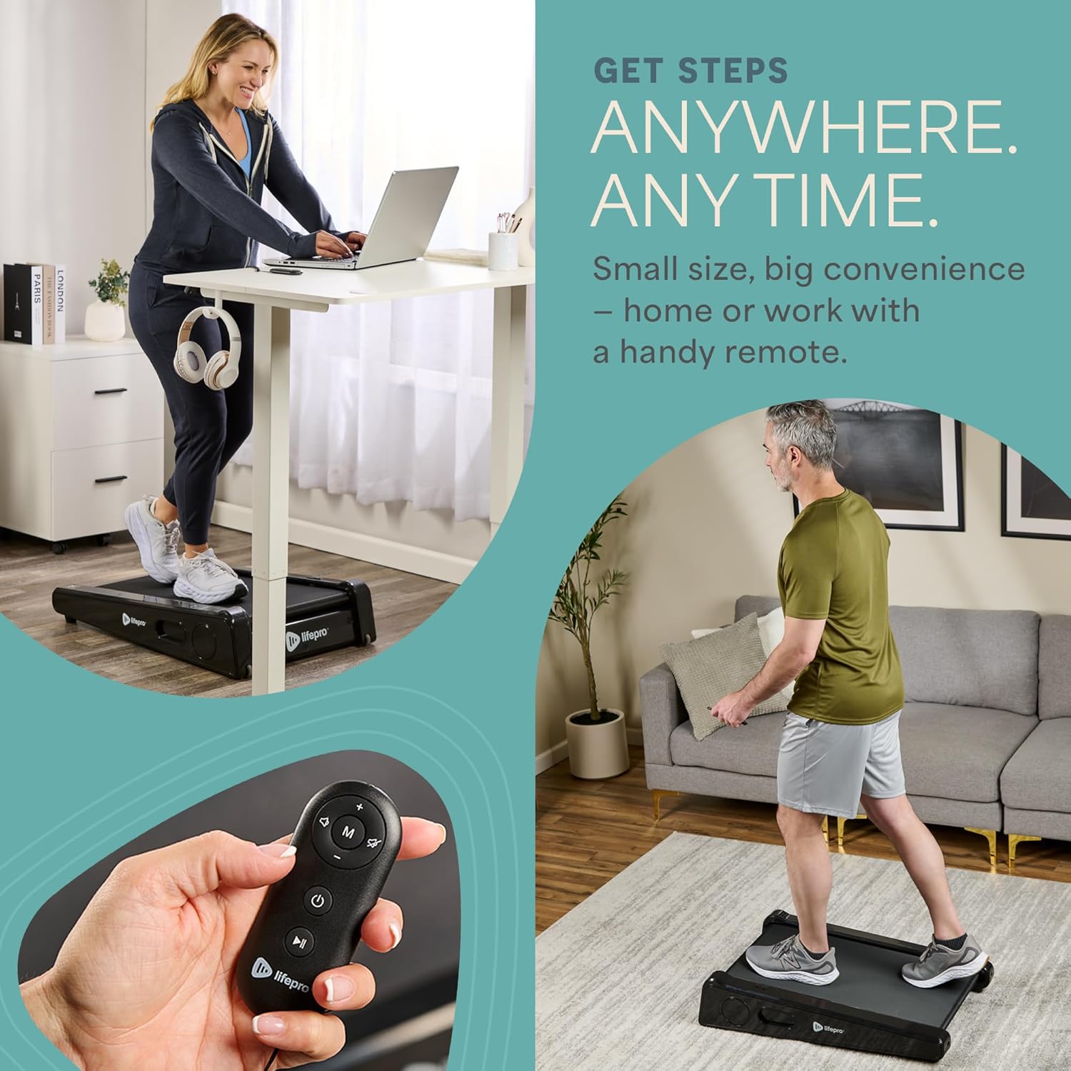 Lifepro Smallest Portable 30in Small Mini Walking Pad Treadmill Installation Free, Adjustable Incline, Under Desk Work Compact Treadmills for Home/Office - Max Load 220Lbs & Speed 3MPH - Image 3