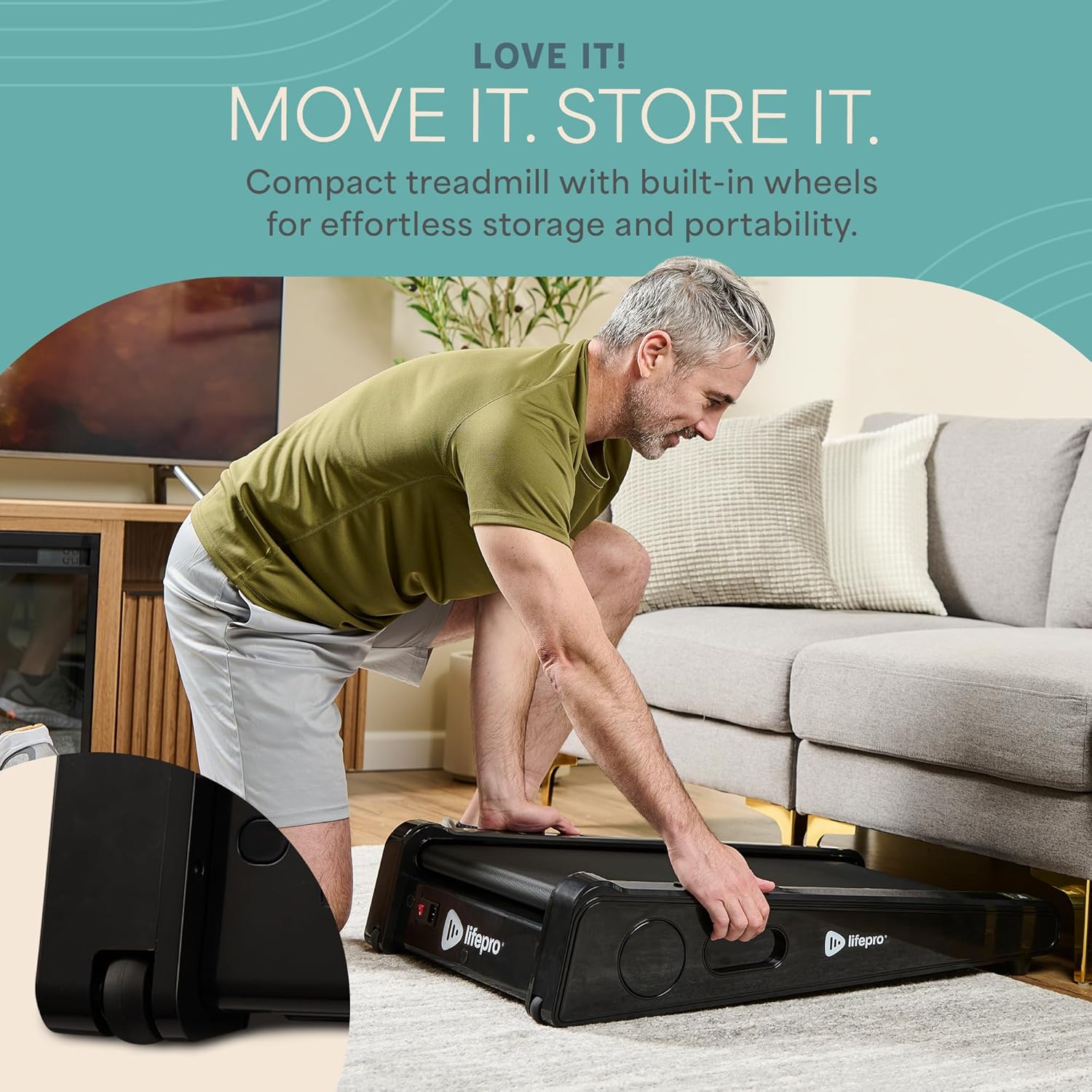 Lifepro Smallest Portable 30in Small Mini Walking Pad Treadmill Installation Free, Adjustable Incline, Under Desk Work Compact Treadmills for Home/Office - Max Load 220Lbs & Speed 3MPH - Image 4