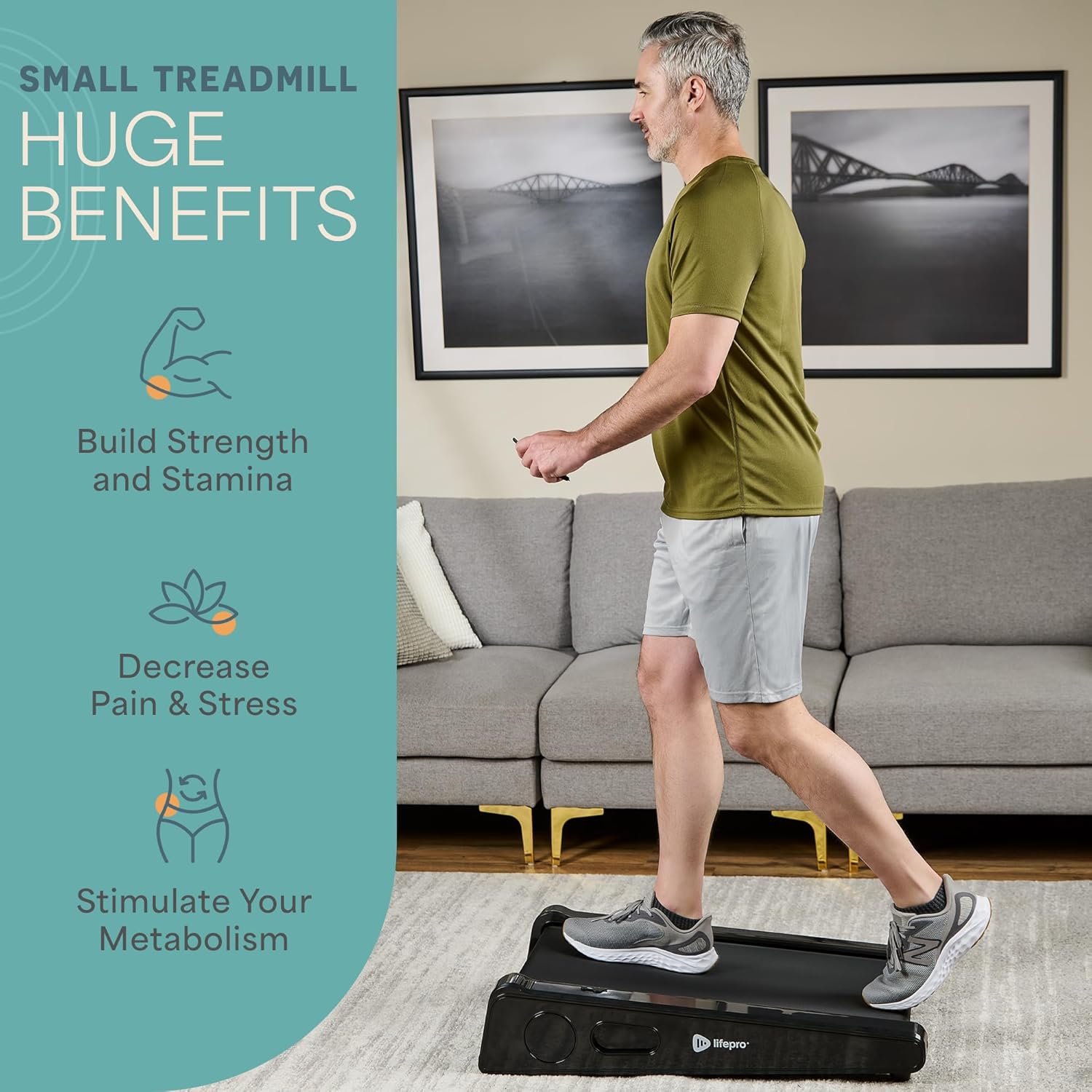 Lifepro Smallest Portable 30in Small Mini Walking Pad Treadmill Installation Free, Adjustable Incline, Under Desk Work Compact Treadmills for Home/Office - Max Load 220Lbs & Speed 3MPH - Image 8