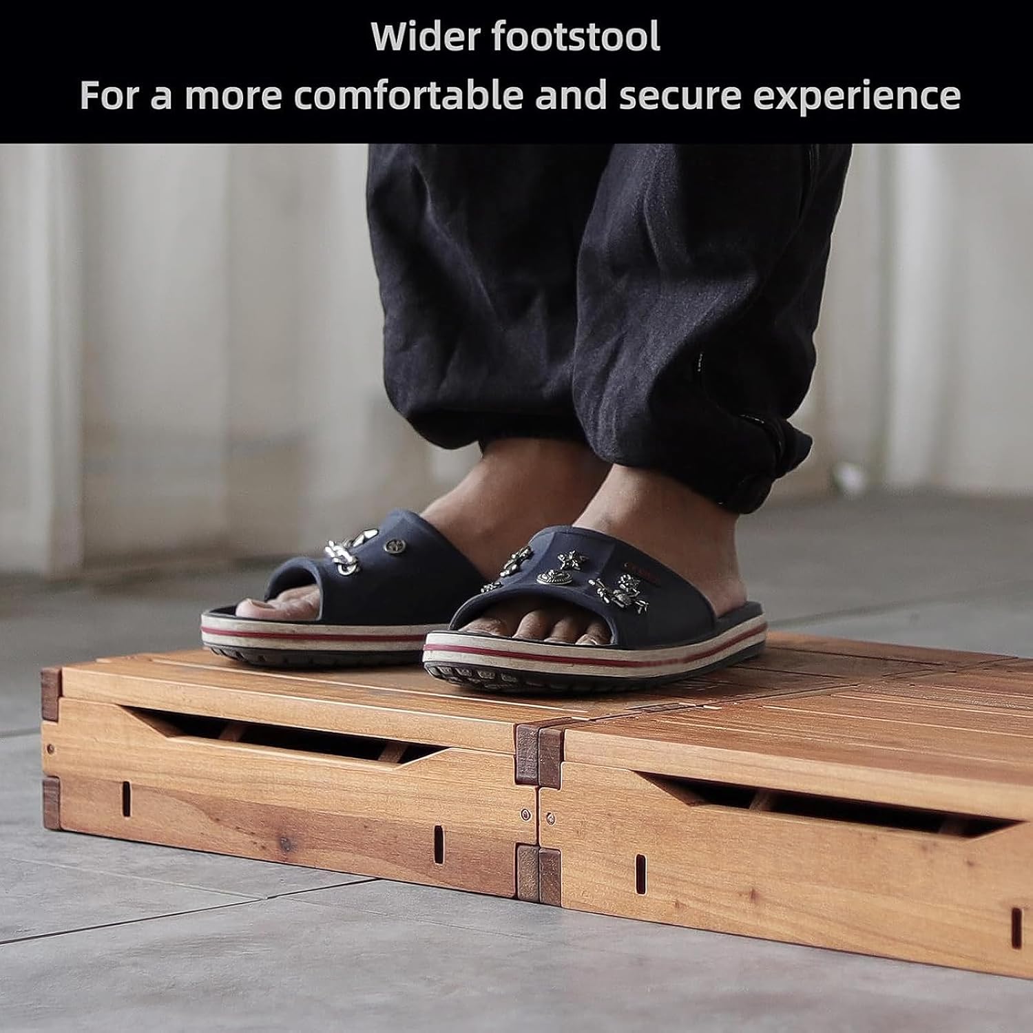 Wooden Platform 3.7" Height.One Step Stool Larger 31.5" for Adults&Senior. Carbonization Porch Step,Stair Assist Indoor&Outdoor,Bedside Foot Stepper,Mobility Stepping.for Handicap,Elderly,Kids - Image 3