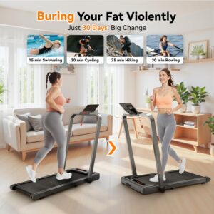 Walking Pad with Handle Bar, Walking Pad Treadmill 300 lb Capacity Under Desk Treadmill, Walking Treadmills for Home Small, Mini Foldable Treadmill with Remote Control