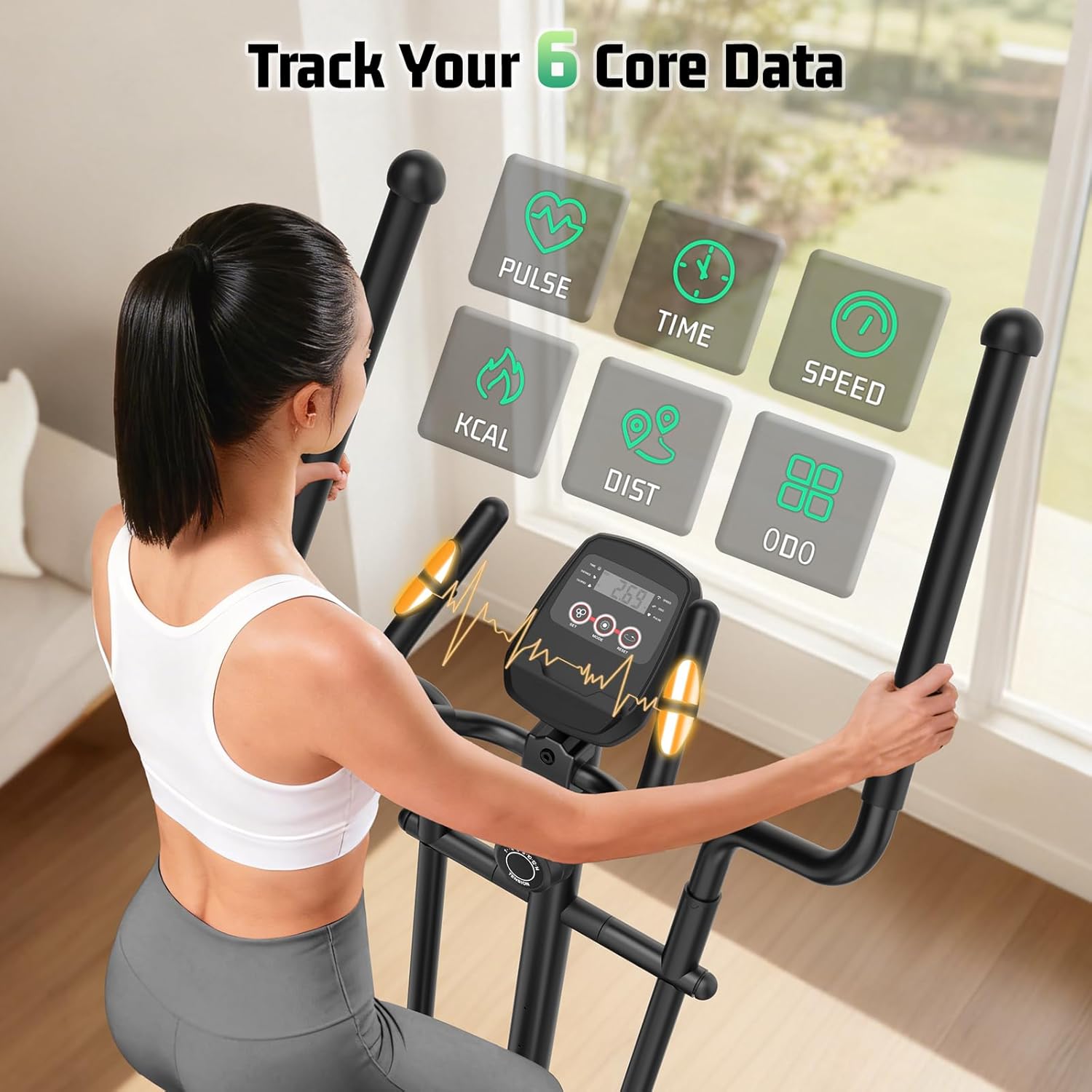 ANCHEER Elliptical Exercise Machine,Elliptical Machine for Home with Ultra-Smooth Magnetic Drive,14 Levels Resistance Elliptical Trainer,Cardio Machines with LCD Monitor Device Holder,15" Stride - Image 4
