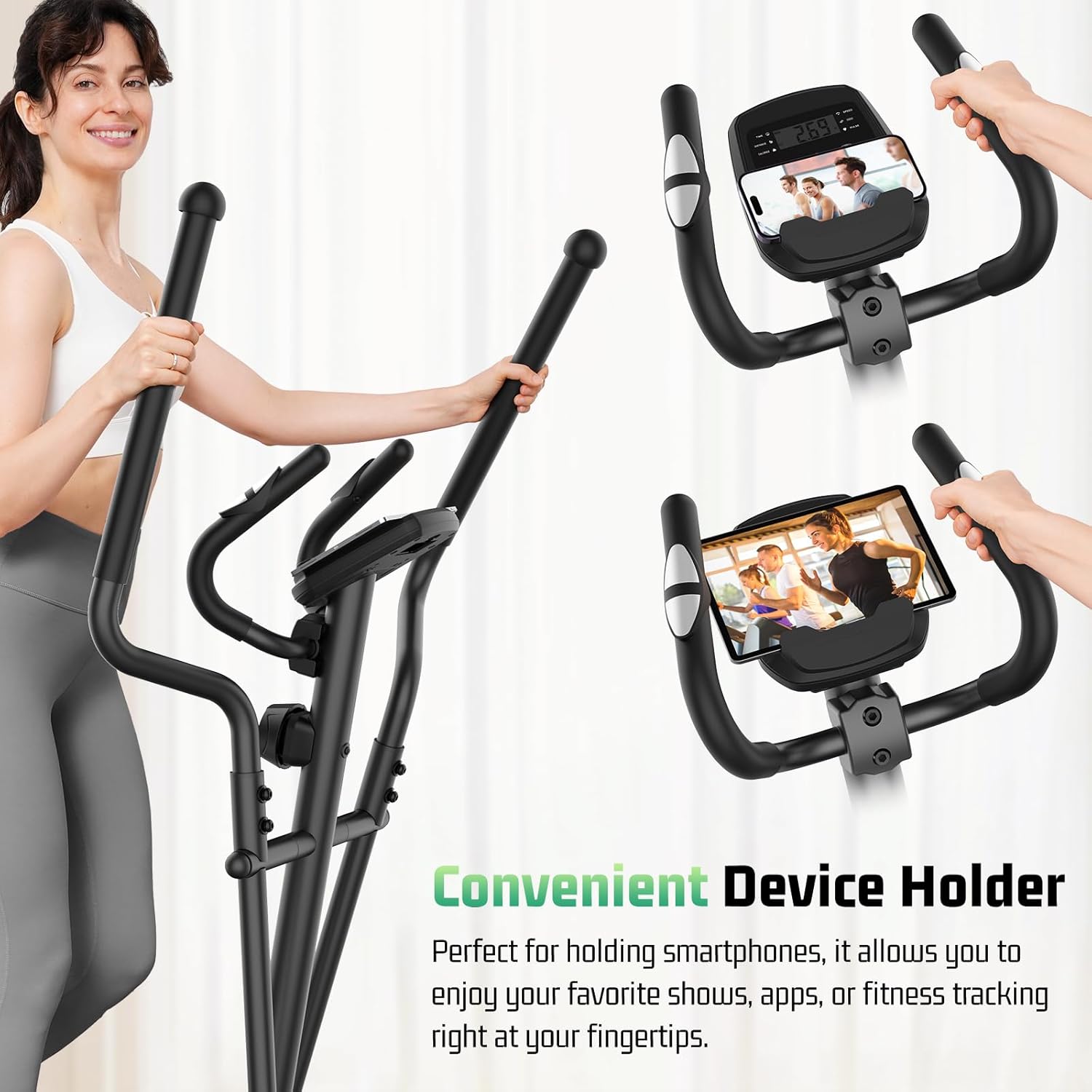 ANCHEER Elliptical Exercise Machine,Elliptical Machine for Home with Ultra-Smooth Magnetic Drive,14 Levels Resistance Elliptical Trainer,Cardio Machines with LCD Monitor Device Holder,15" Stride - Image 7
