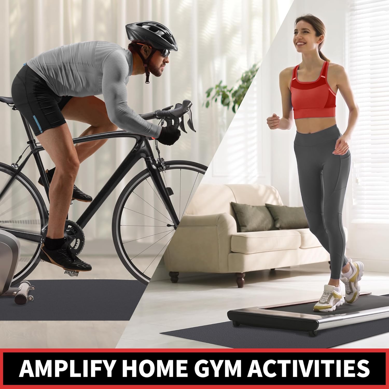 Treadmill Mat, 7'x3'/6'x3'/6'x2.5'/5.6'x2'/4'x2', 6mm Thick Exercise Equipment Gym Mat for Hardwood FloorCarpet, Compatible with Peloton Bike, Indoor Spin Bike, Elliptical - Image 7