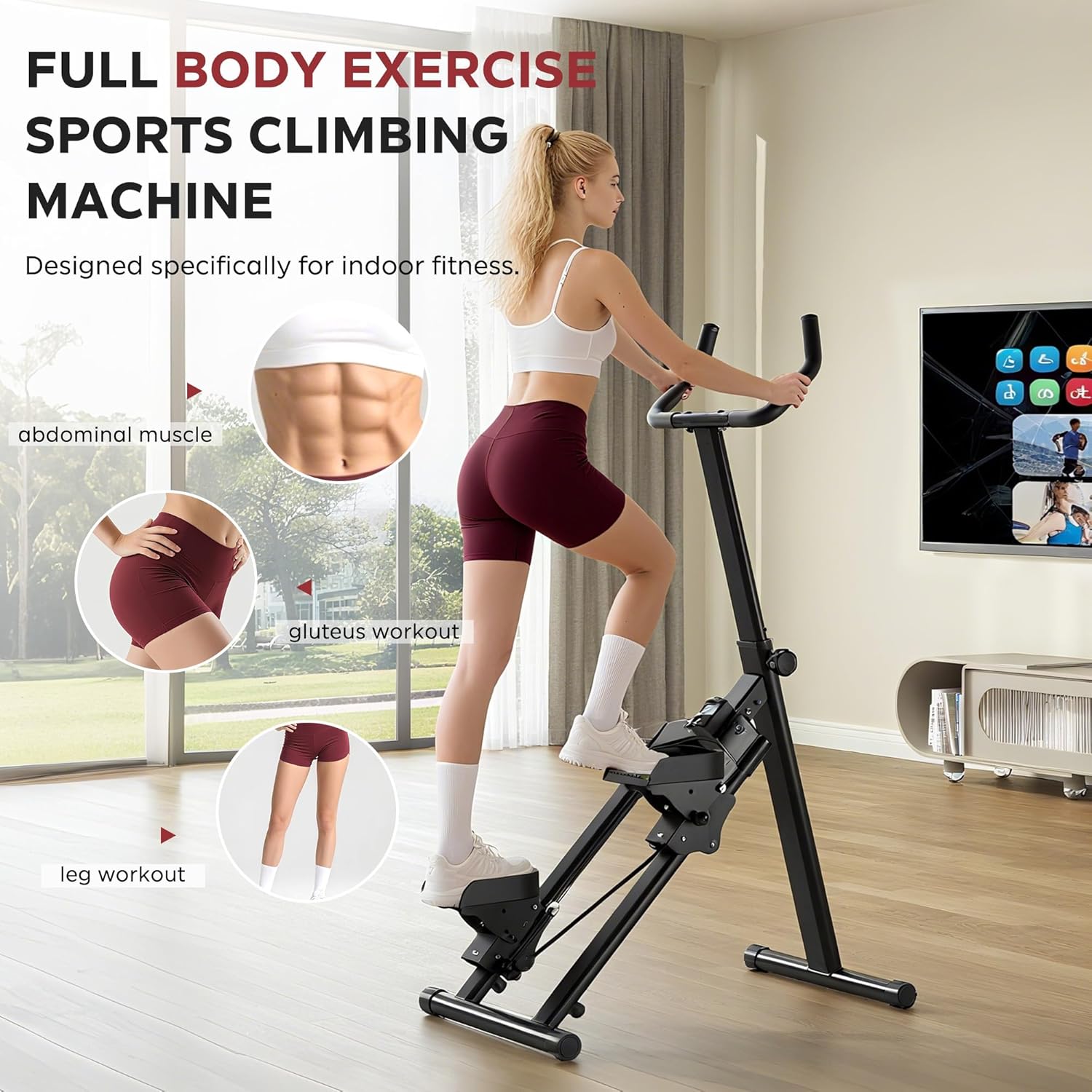 soges Stair Stepper w/Handlebar,Folding Vertical Aerobics for Home Exercise Step Machines,Extended Step Range Climber Machine for Legs with Digital Monitor,Step Angle Adjustable,350LBS Load - Image 2