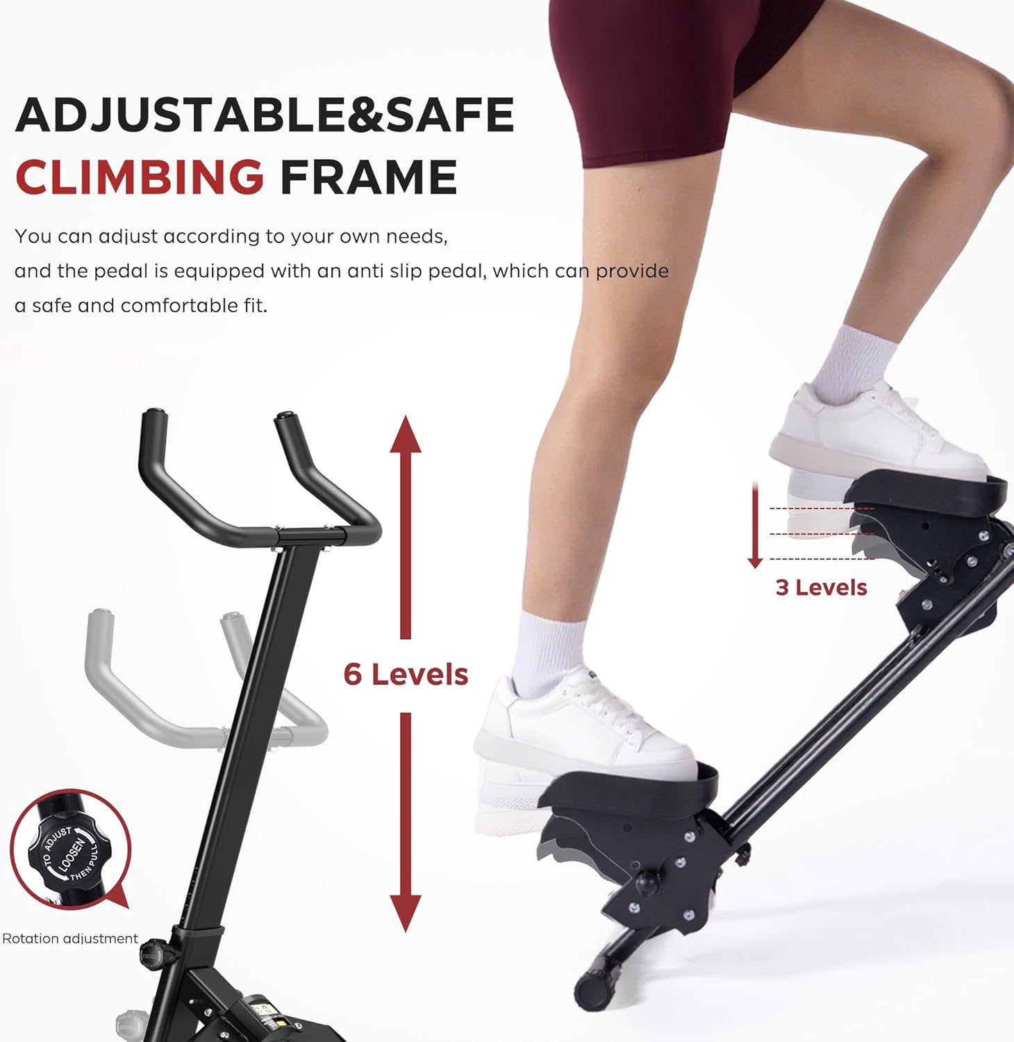 soges Stair Stepper w/Handlebar,Folding Vertical Aerobics for Home Exercise Step Machines,Extended Step Range Climber Machine for Legs with Digital Monitor,Step Angle Adjustable,350LBS Load - Image 3
