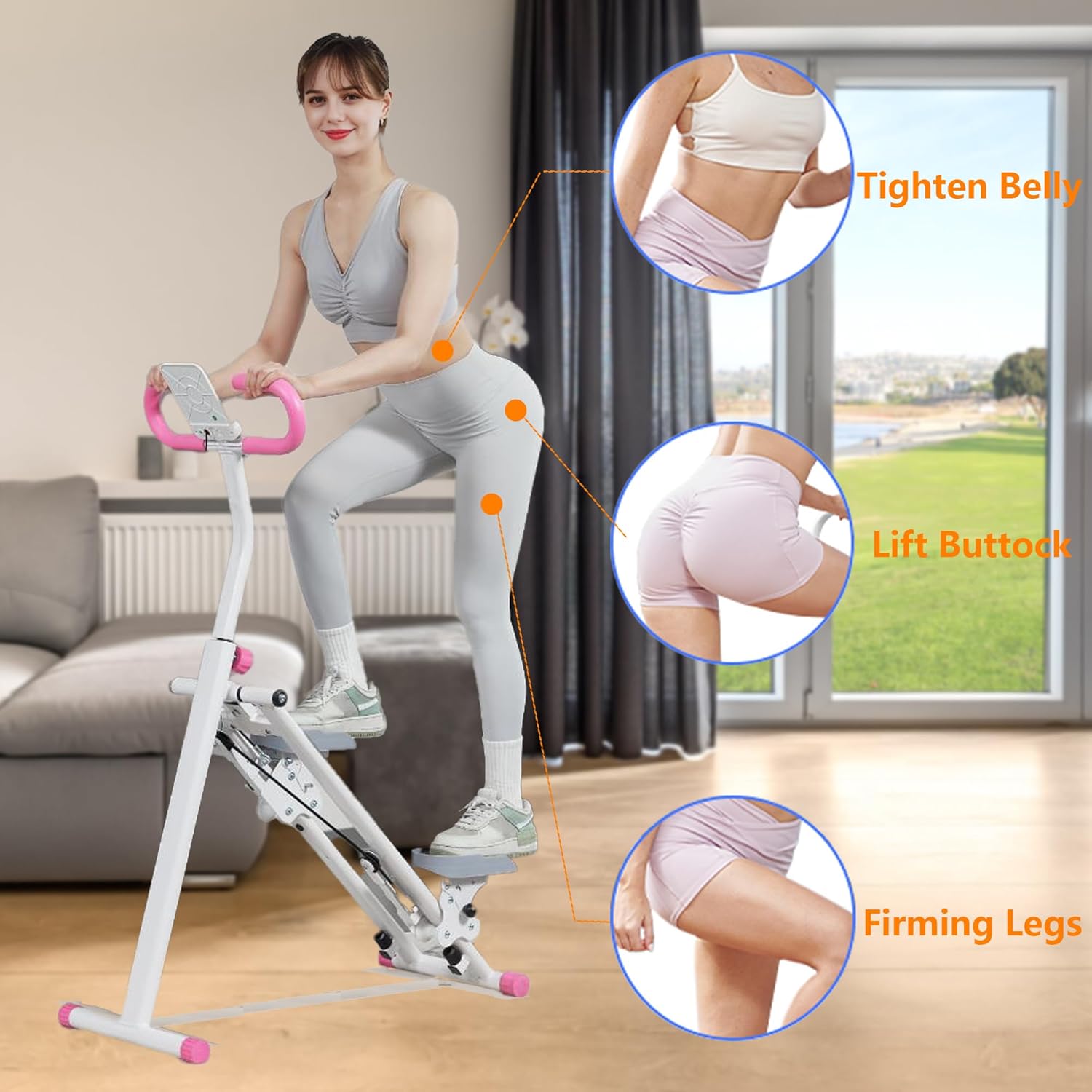 Stair Stepper for Home Gym Exercise, Vertical Climber Exercise Machine for Full Body Workout, Compact Folding Cardio Exercise Climber with Adjustable Handlebar (Pink) - Image 3