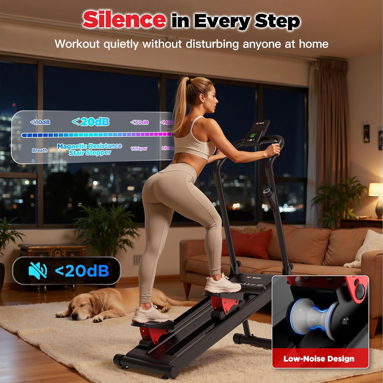 Magnetic Stair Stepper for Home, Folding Stairmaster with Resistance Adjustment, Folding Vertical Climber w/350 LBS Capacity,2 Incline Levels, 12'' Extended Pedal - Image 3