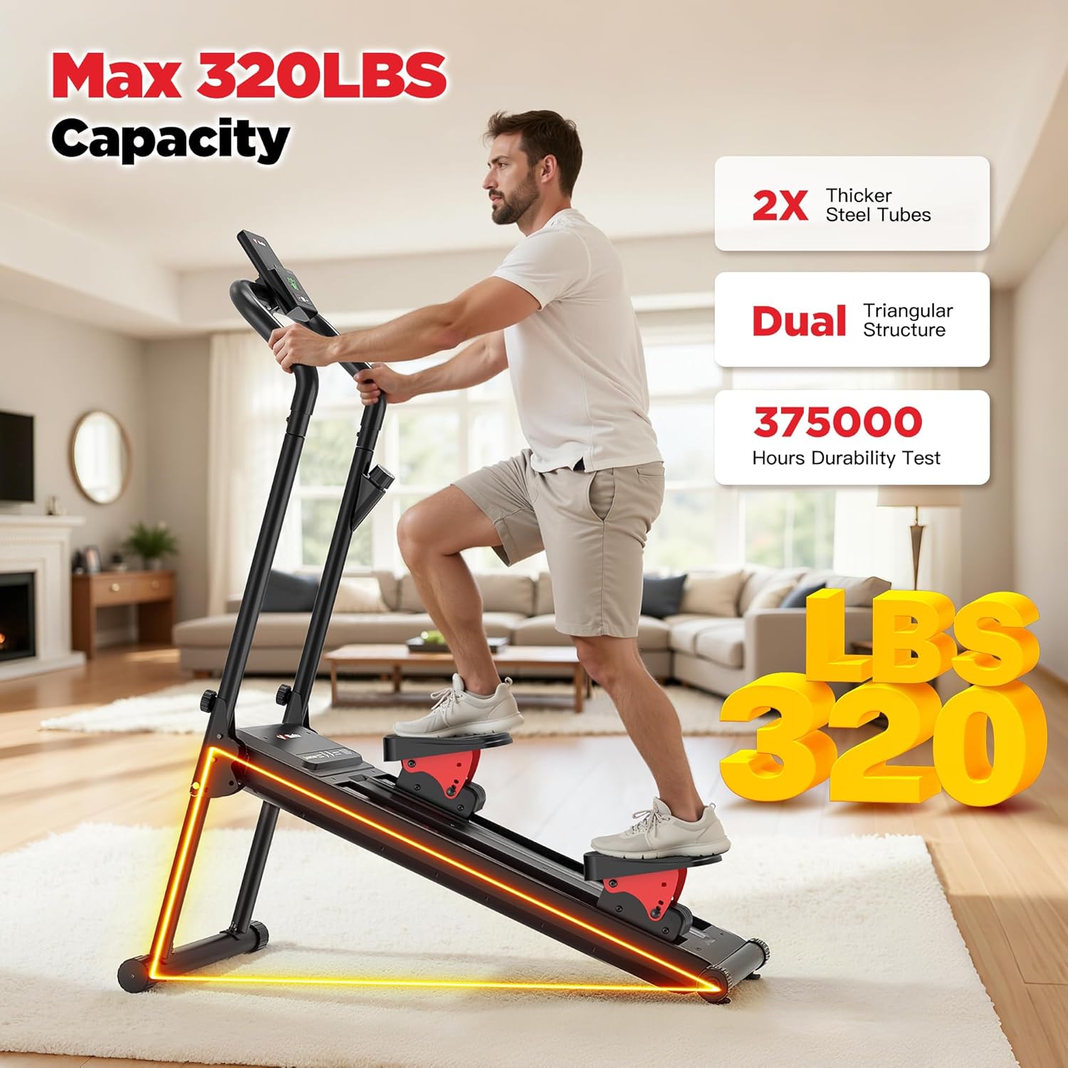 Magnetic Stair Stepper for Home, Folding Stairmaster with Resistance Adjustment, Folding Vertical Climber w/350 LBS Capacity,2 Incline Levels, 12'' Extended Pedal - Image 6