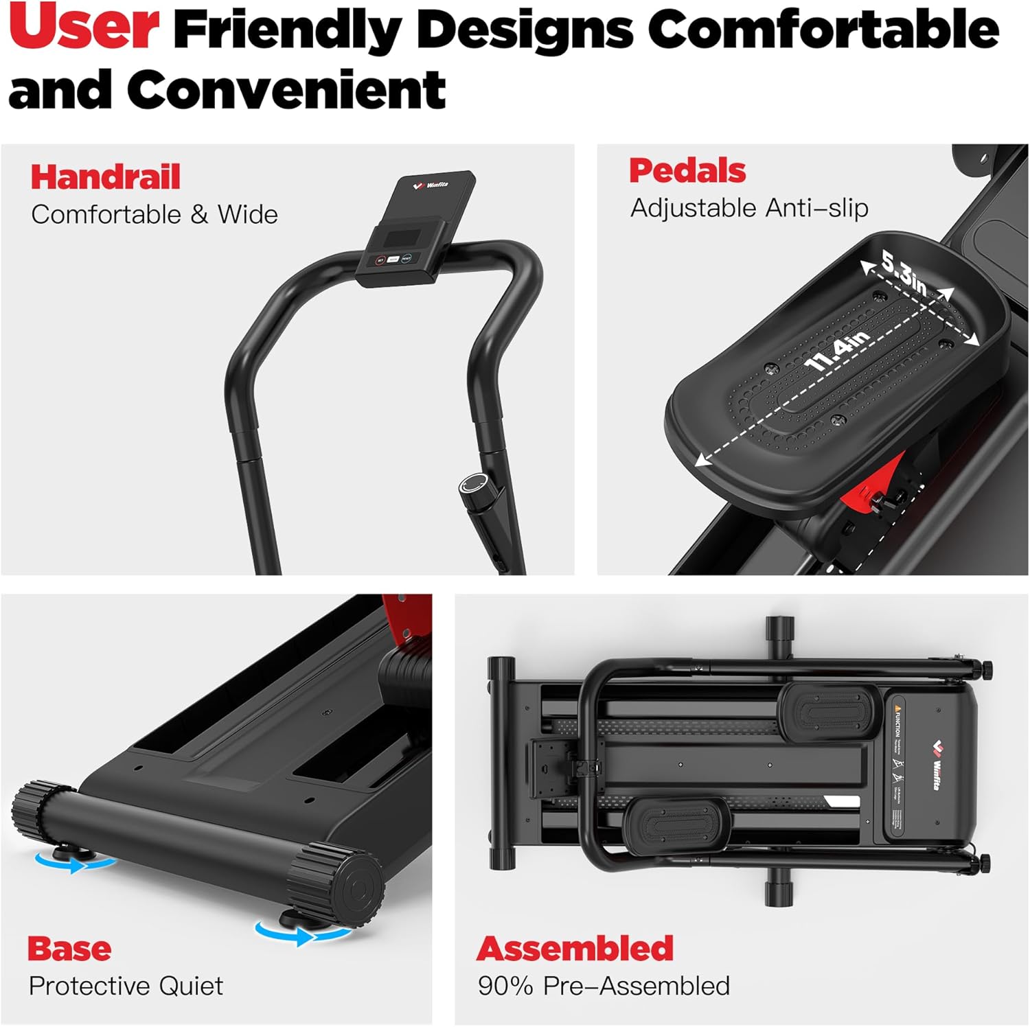 Magnetic Stair Stepper for Home, Folding Stairmaster with Resistance Adjustment, Folding Vertical Climber w/350 LBS Capacity,2 Incline Levels, 12'' Extended Pedal - Image 9