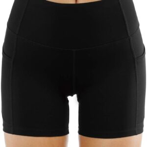 THE GYM PEOPLE High Waist Yoga Shorts for Women’s Tummy Control Fitness Athletic Workout Running Shorts with Deep Pockets