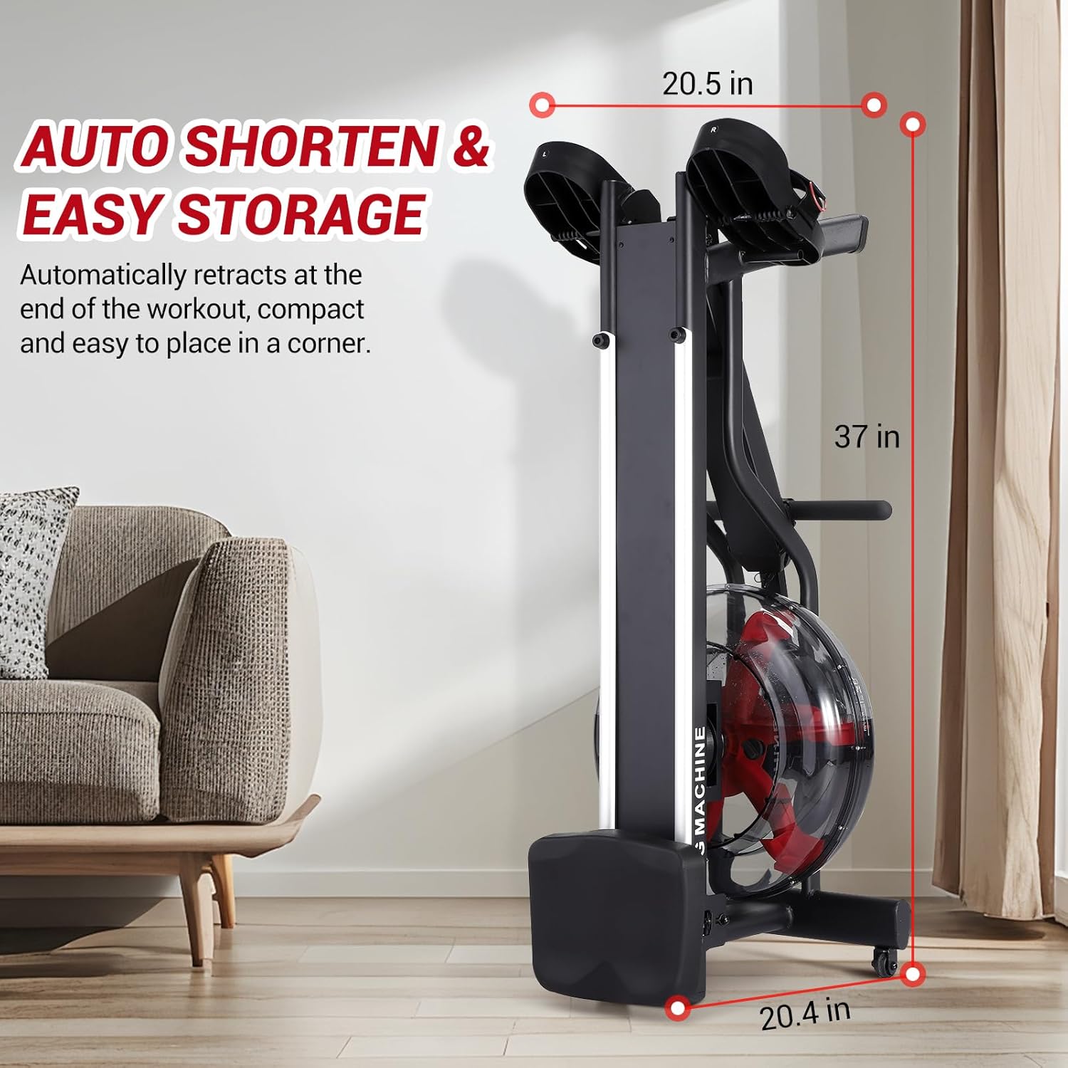 Magnetic/Water Rowing Machines for Home, Full-Body Workout, Low-Impact, Max 350Lb Weight Capacity, Rower Machine of Quiet Resistance, App Compatibility & Space-Saving Design - Image 2