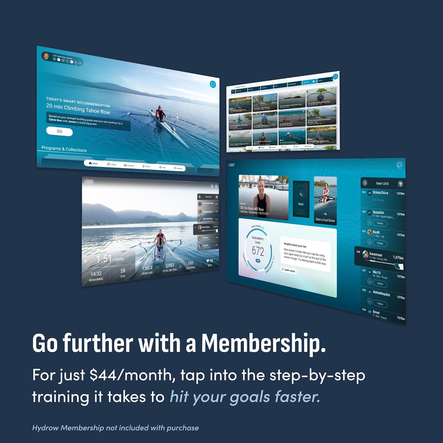 Hydrow Wave Rowing Machine with 16" HD Touchscreen & Speakers - Foldable | Live Home Workouts, Subscription Required - Image 4