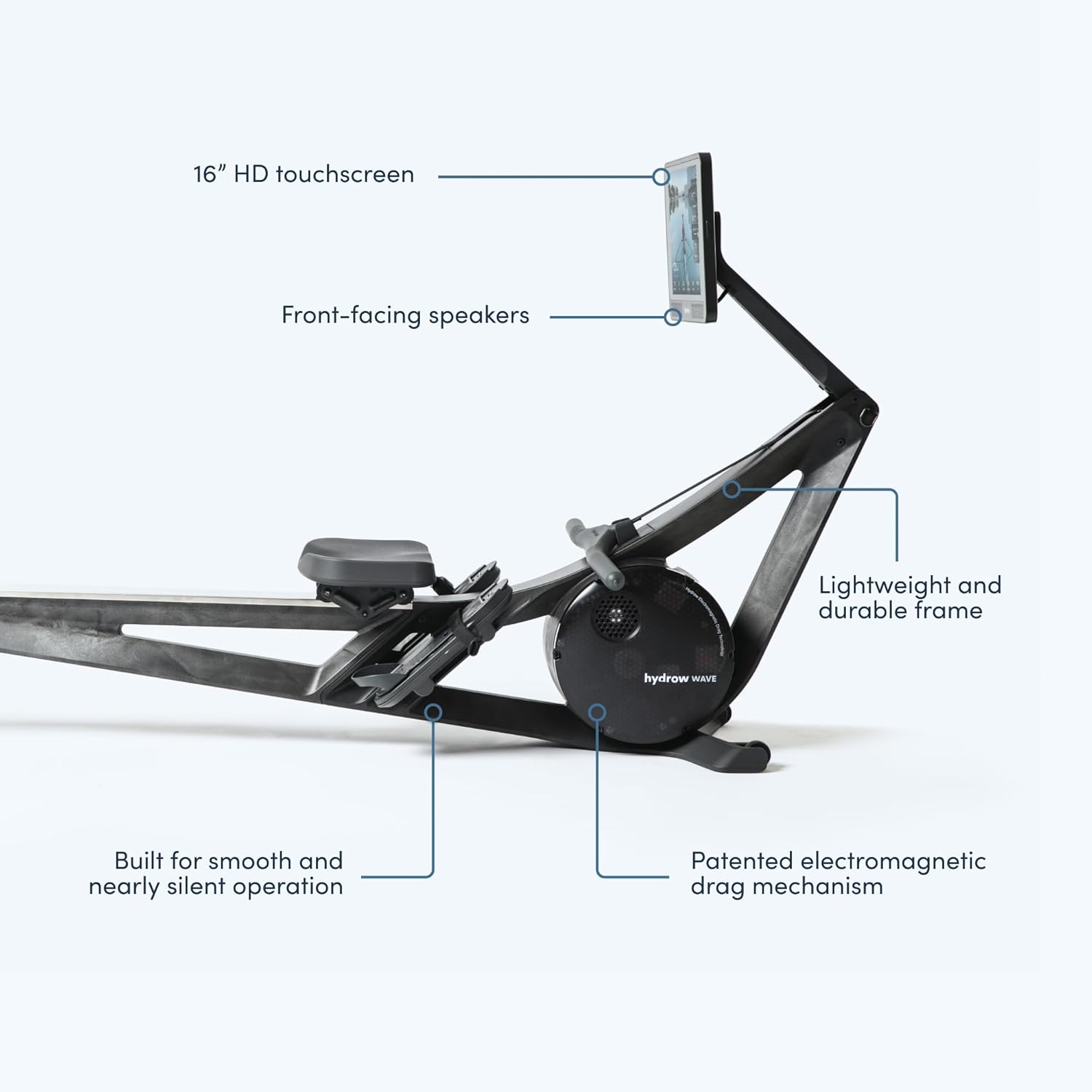 Hydrow Wave Rowing Machine with 16" HD Touchscreen & Speakers - Foldable | Live Home Workouts, Subscription Required - Image 10