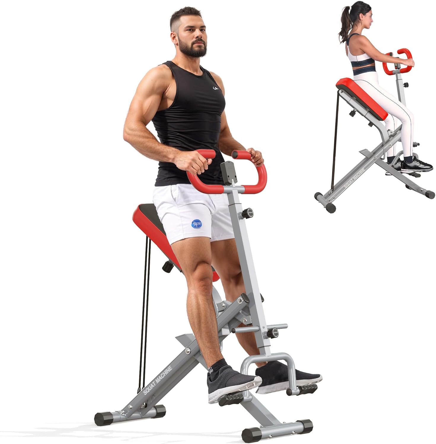 SogesGame Squat Machine for Home, 2 in 1 Squat Rowing Machine, Foldable Leg Training Machine, Squat Trainer for Glutes & Legs Workout