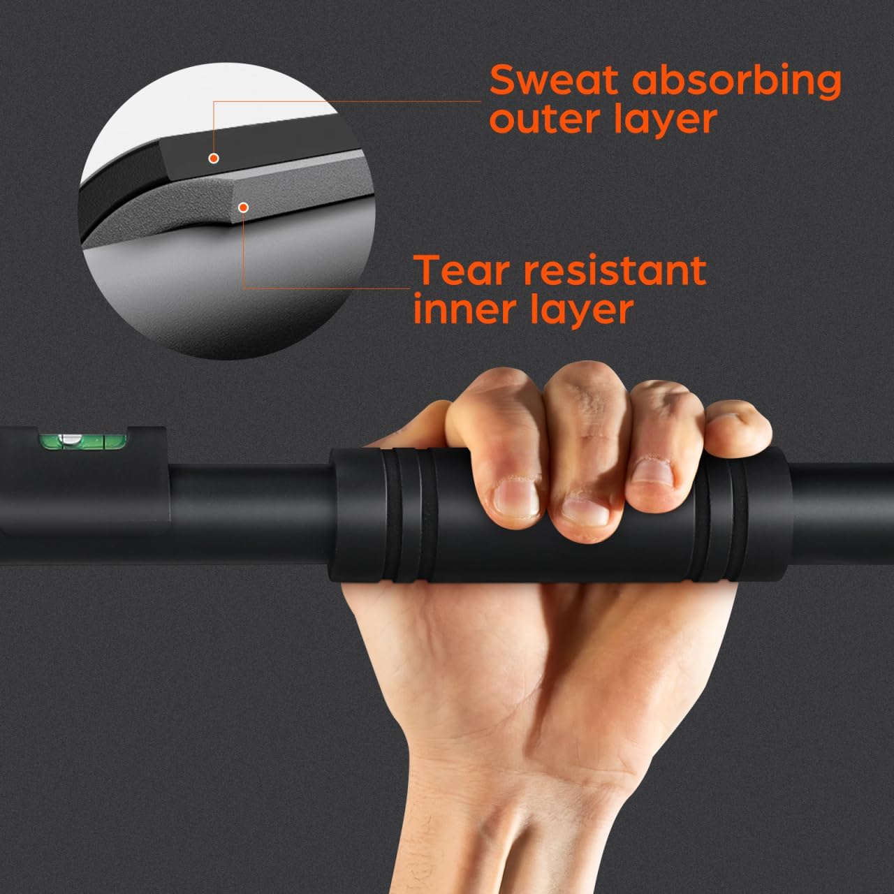 1PCS Pull Up Bar: Strength Training Chin up Bar without Screws - Adjustable 25.6-39.37 Width Locking Mechanism Pull-up Bar for Doorway - Max Load 440lbs, Non-slip - Image 6