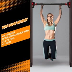 Doorway Pull Up Bar Without Screw, 4-in-1Chin Up Bar Doorway, Adjustable Width(27.2-36.2in) Pullup Bar for Home Gym Upper Workout, Max Load 440Lbs