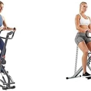 Sunny Health & Fitness Stair Stepper w/Handlebar, Extended Step Range Machine + Upright Row-N-Ride Rowing Machine, Horse Riding Machine for Home Gym Use