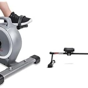 Sunny Health & Fitness Under Desk Mini Exercise Cycle Bike + Sunny Health & Fitness Hydro + Dual Resistance Smart Magnetic Water Rowing Machine