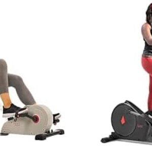 Sunny Health & Fitness Under Desk Bike Pedal Exerciser, Desk Elliptical Mini Bike + Sunny Health & Fitness Elliptical Exercise Machine Trainer with Exclusive SunnyFit App