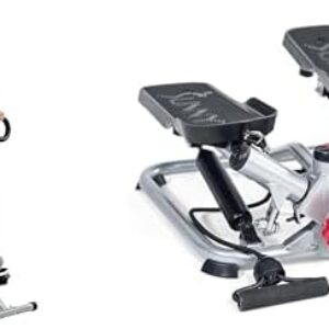 Sunny Health & Fitness Advanced Twist Stepper Machine with Resistance Bands – SF-S0979 + Upright Row-N-Ride Rowing Machine, Horse Riding Machine for Home Gym Use
