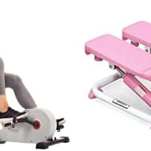 Sunny Health & Fitness Exercise Stepping Machine, Portable Mini Stair Stepper for Home or Office Workouts + Magnetic Under Desk Pedal Exerciser, Dual Function Mini Exercise Cycle Bike
