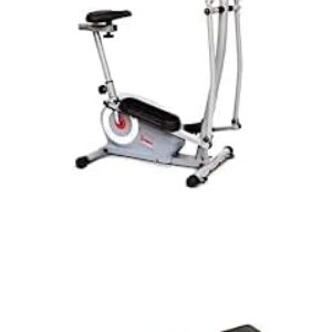 Sunny Health & Fitness Essential Interactive Series Seated Elliptical Trainer, Gray SF-E322004 + Home Gym Foam Floor Protector Mat