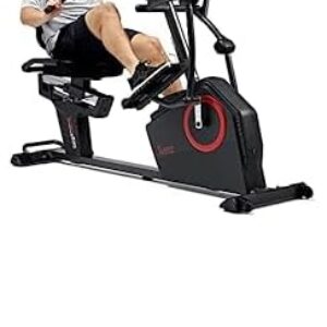 Sunny Health & Fitness Electromagnetic Recumbent Cross Trainer Exercise Elliptical Bike w/Arm Exercisers, Easy Access Seat SF-RBE4886SMART + Home Gym Foam Floor Protector Mat