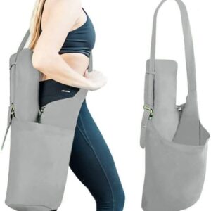 Yoga Mat Bag, Gray, Lightweight Shoulder Carrier with Storage Pockets, Durable Yoga and Pilates Mat Holder
