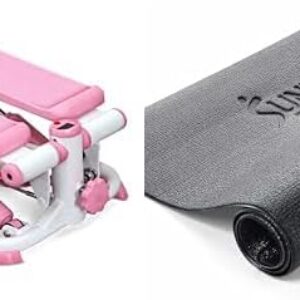 Sunny Health & Fitness Exercise Stepping Machine, Portable Mini Stair Stepper for Home, Desk or Office Workouts, Pink P2000 + Home Gym Foam Floor Protector Mat