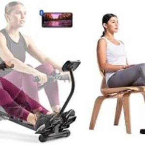 Sunny Health & Fitness Magnetic Under Desk Mini Exercise Cycle Bike, Dual Function Pedal Exerciser + Smart Compact Adjustable Rowing Machine, 12 Levels Adjustable Resistance, Complete Body Workout
