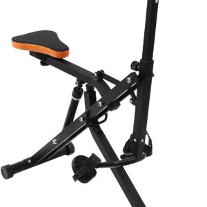 Squat Assist Trainer, Adjustable Squat Machine Trainer Rowing Machine, Foldable Ride & Rowing Machine with LCD Display, 264LBS Loading Capacity for Glutes & Legs Workout, Black