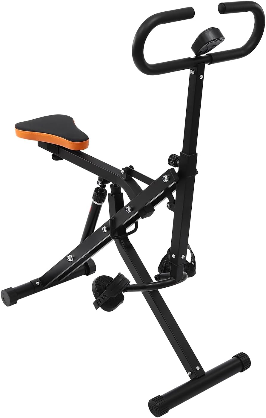 Squat Assist Trainer, Adjustable Squat Machine Trainer Rowing Machine, Foldable Ride & Rowing Machine with LCD Display, 264LBS Loading Capacity for Glutes & Legs Workout, Black - Image 2