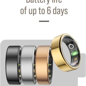 Herz P1 Smart Ring for Women & Men – 24/7 Health Metrics Fitness Ring, Tracks 20+ Biometrics, 6 Day Battery, Waterproof, iOS Android Compatible, Free APP, No Subscription (Gold, 10, Gold)