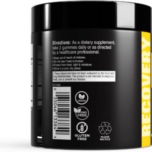 Post-Workout Gummies, Recovery Accelerator, Support Muscle Recovery & Joint Health, Essential Amino Acids, with Ashwagandha & Curcumin, BCAAs, Citrus Flavor, 60 Gummies, 30 Servings