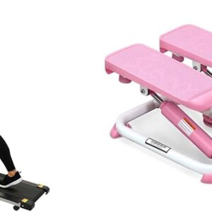 Sunny Health & Fitness Exercise Stepping Machine, Portable Mini Stair Stepper for Home or Office Workouts + Foldable Manual Treadmill, Durable Non-Electric Incline Exercise