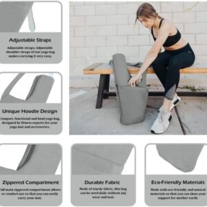 Yoga Mat Bag, Gray, Lightweight Shoulder Carrier with Storage Pockets, Durable Yoga and Pilates Mat Holder