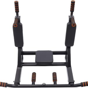 Wall-Mounted Dip Stand, 11.8 * 7In PU Backrest Anti-Slip 440LBS Bearing Thickened Steel Pipe Multifunctional Pull Up Bar Chin Up bar Training Equipment with PE Sleeves