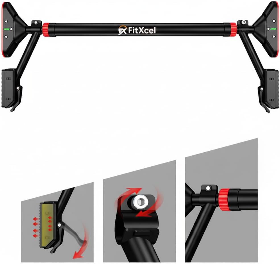Pull Up Bar for Doorway,Strength Training Chin up Bar without Screws, Adjustable Width Locking Mechanism Pullup Bar with Non-slip, Doorway Pull Up Bar for Home Gym Upper Body Workout - Image 9